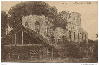 LINCENT.  RUINES DE L'EGLISE.  MESSAGE SECRET SOUS LE TIMBRE.