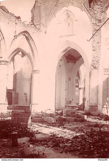 BELGIQUE - LO-RENINGE - Lot de 4 Clichés Albuminés des Ruines de l'Eglise de LOO  - Guerre 1914-18 - Voir desc