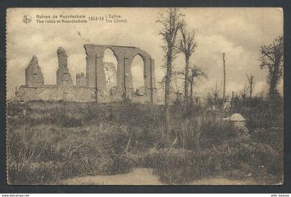 +++ CPA - Ruines de NOORDSCHOTE - Lo Reninge - Guerre 1914-18 - L'Eglise - Nels   //