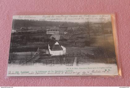 CPA - LOBBES - L'ABBAYE ET LA STATION ( 1906 )