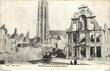 Carte Postale Ancienne - Belgique - Malines - Guerre 1914-1918 - Malines après le bombardement - Animée - Ruines - Etat