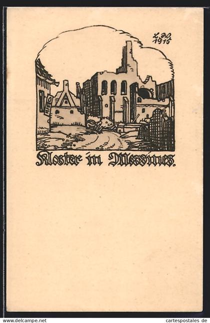 Künstler-AK Messines, Das Kloster