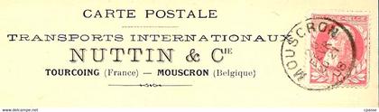 CPA Carte commerciale MOUSCRON MOESKROEN Belgique NUTTIN & Cie Transports Internationaux (+ 59 TOURCOING)