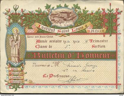 Namur-Namen    : Carte d'honneur - Erekaart   1957 :  Institut Saint Louis