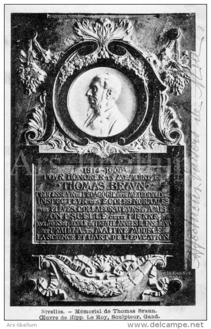 Postcard / Nivelles / Nijvel / Mémorial de Thomas Braun / Ed. Papeterie Godeaux, Grand Place, Nivelles / 1908