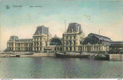 Carte Postale Ancienne - Belgique - Flandre-Occidentale - Ostende - Gare maritime - Colorisée - CPA - Voir Scans Recto-V