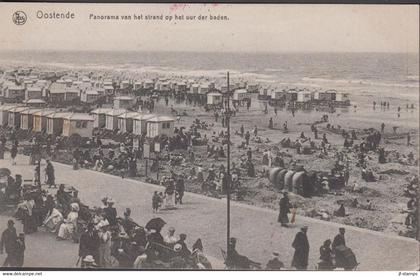 1917. Belgium. WW1. Interesting FIELD POST post card (Oostende. Panorama van het strand op het uur der Bad... - JF437567