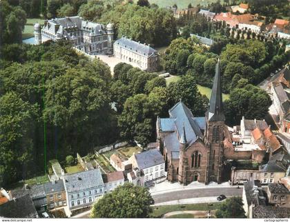 A5604 Belgium Chateau de Beloil panorama aerienne - L'Eglise et le Chateau