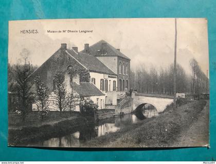 Belgique/ hensies maison de mR dhenin lengrand  timbre taxe au verso