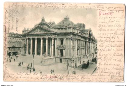 Relief-AK Bruxelles, La Bourse, Strassenbahn