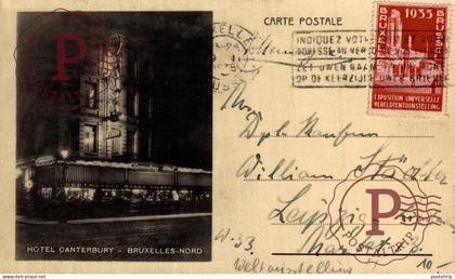 BELGICA. Belgien / Belgium. BRUXELLES. HOTEL CANTERBURY