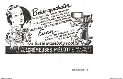 [-20%] BELGIQUE - S A Ecremeuses Mélotte - Remicourt Belgique - Beide Apparaten - Carte Postale Ancienne