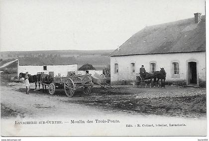 SAINTE-ODE. LAVACHERIE SUR OURTHE.  MOULIN DES TROIS-PONTS.  BELLE ANIMATION AVEC ATTELAGES.