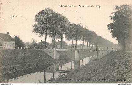 BELGIQUE - Sint Laureins - Moershoofde brug - Pont - Canal - campagne - animé - Carte postale ancienne