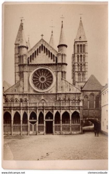 TOURNAI - DOORNIK PHOTOGRAPHIE SUR CARTON 11 x 16,5 CM - CATHEDRALE NOTRE DAME DE TOURNAI