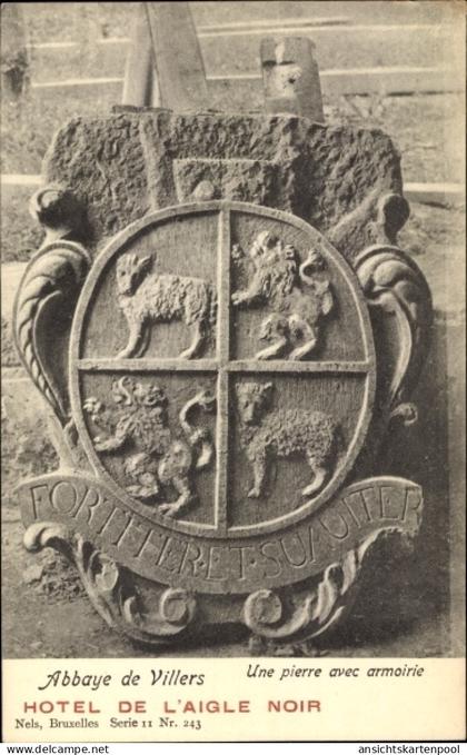 CPA Villers la Ville Brabant Wallon, Abtei, Ein Stein mit Blason