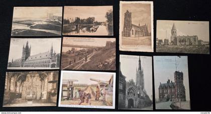 10 cp Belgique MIDDELKERKE ZEEBRUGGE 1914.18 NIEUPORT BAINS BRUGES YPRES COURTRAI WENDUYNE Intérieur Chapelle Halles