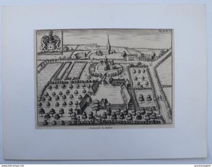 WORTEGEM PETEGEM - OUDE KAART 1732 PRAETORIUM DE MULLEM ( ANTONIUS SANDERUS 1732)  25,5 X 18,5 CM