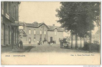 ZELE : Statieplaats  ( geschreven kaart met zegel 1908 )
