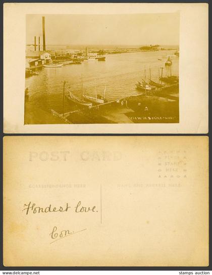 Belize British Honduras Old Real Photo Postcard River Boats Harbour, Aviry Avery