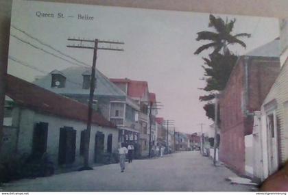 ! old postcard, alte Ansichtskarte Belize, Queen Street