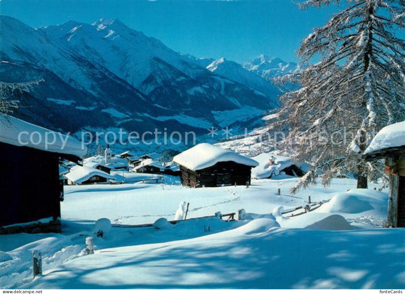 Bellwald Wintermorgen mit Weisshorn