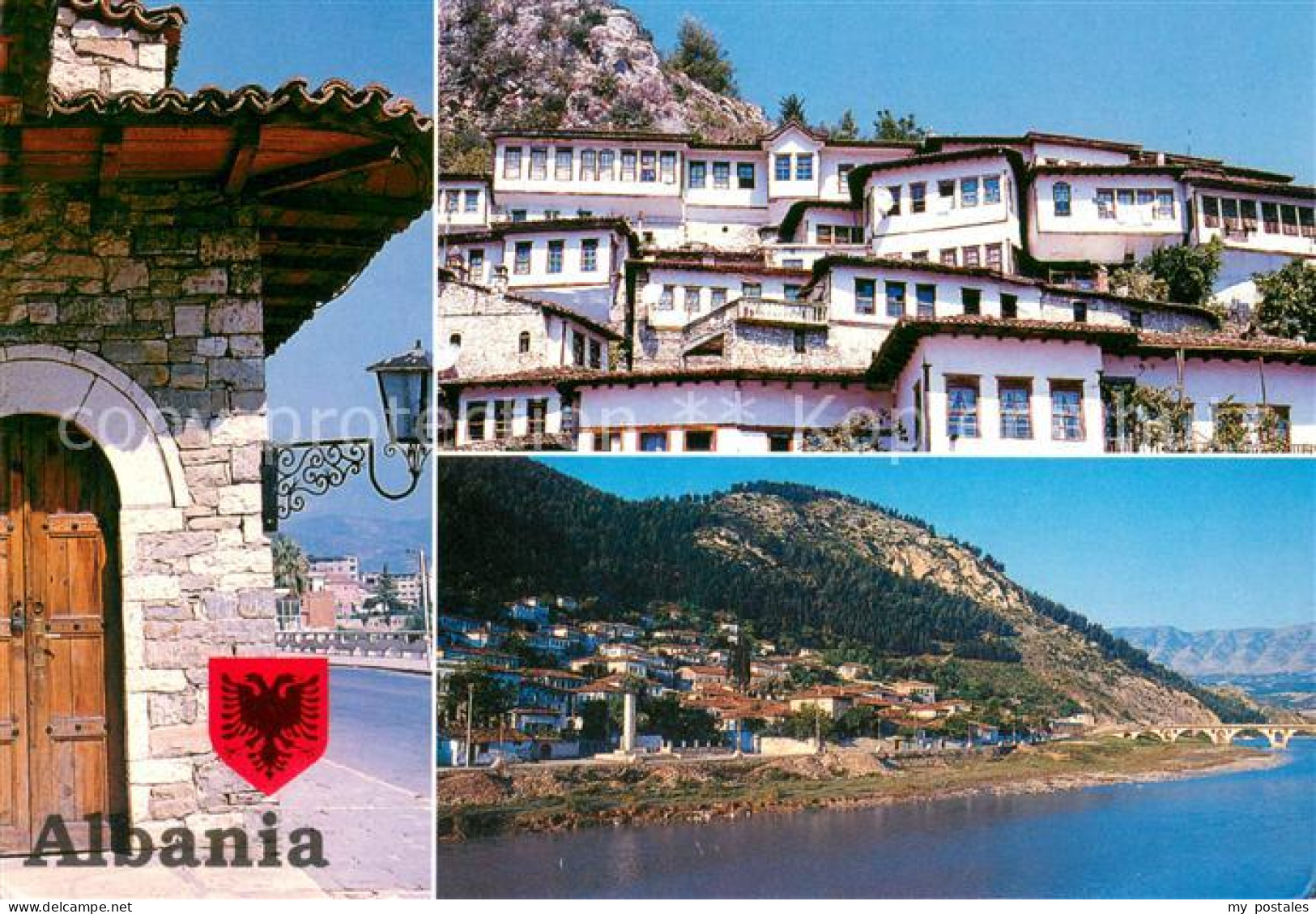 Berat Albanien Front view of ancien city of Berati