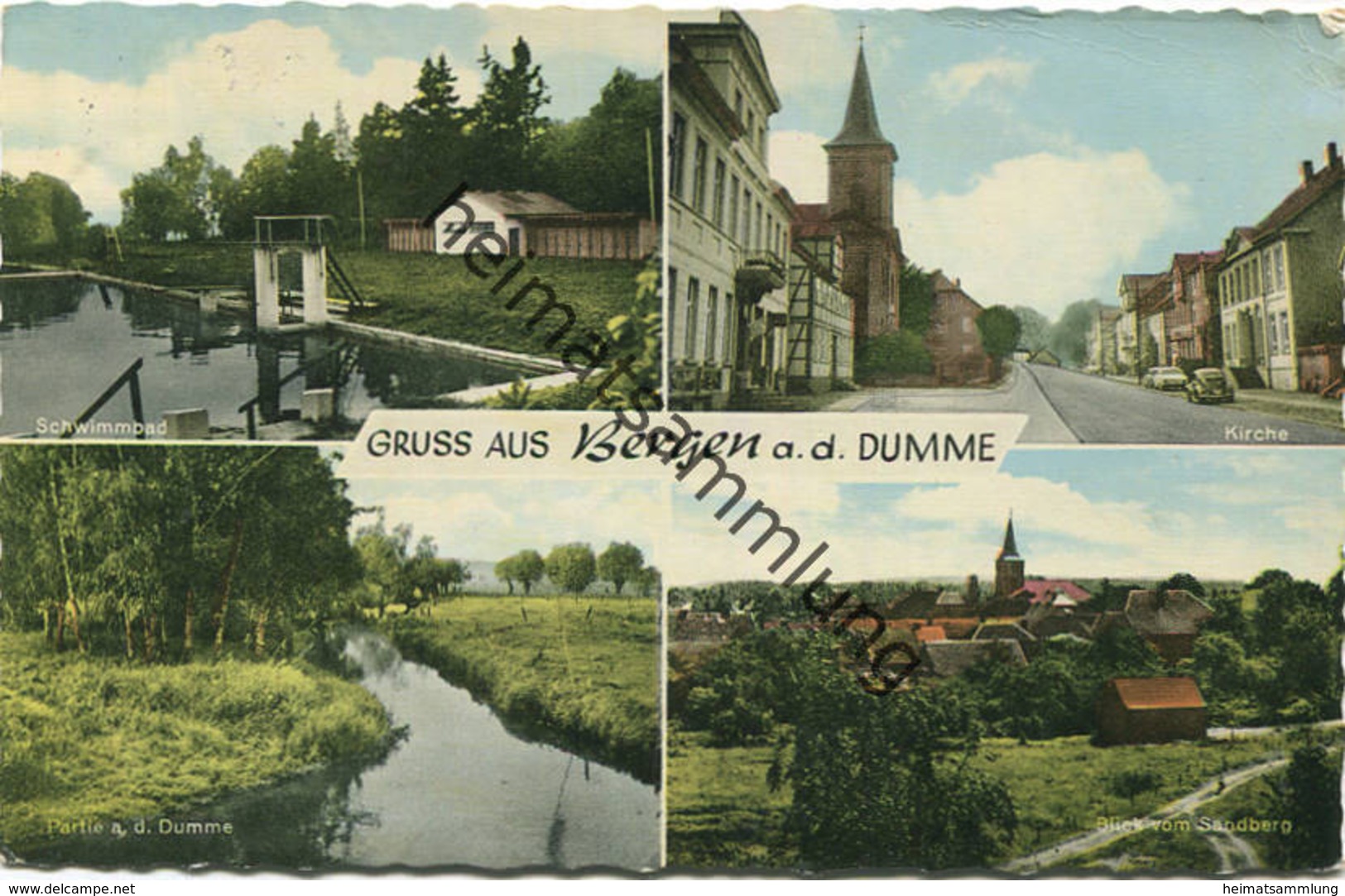 Bergen an der Dumme - Strassenansicht - Schwimmbad - Verlag K. H. Dierks Bergen gel. 1964