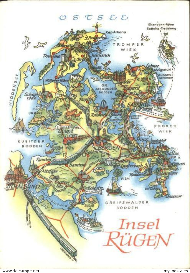 Bergen Ruegen Landkarte Insel Ruegen