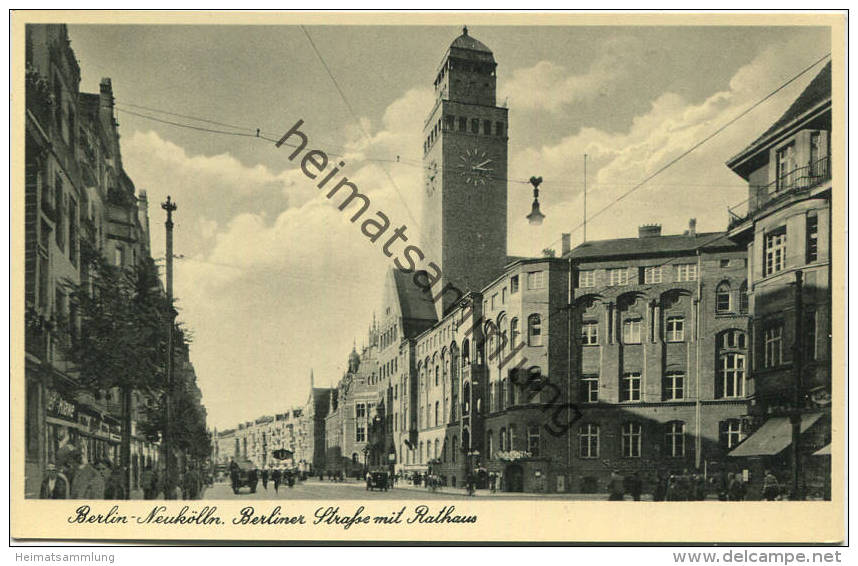 Berlin-Neukölln - Berlinerstrasse mit Rathaus ca. 1940 - Verlag Felix Setecki Berlin