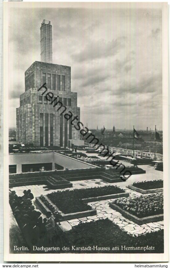 Berlin - Neukölln - Karstadt am Hermannplatz - Dachgarten - Foto-Ansichtskarte - Verlag Hermann Schmidt Berlin