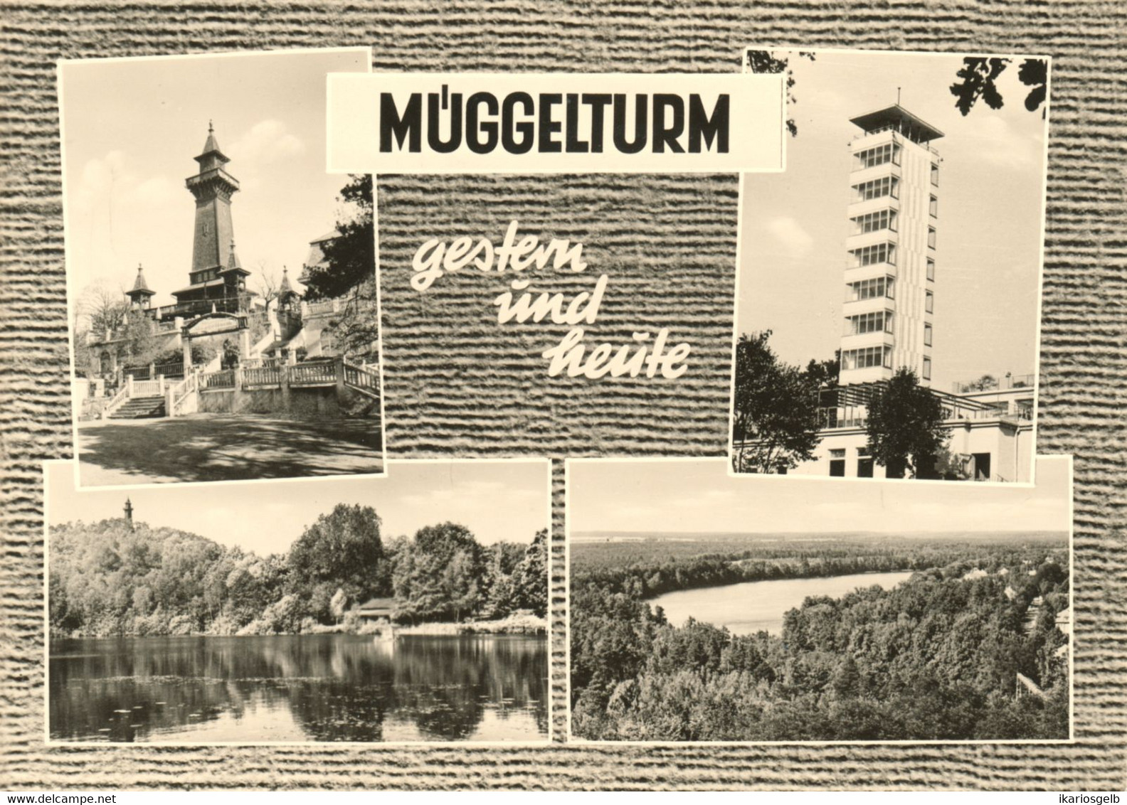BERLIN Ost DDR 1964 5-geteilte AK " Der Müggelturm gestern und heute "