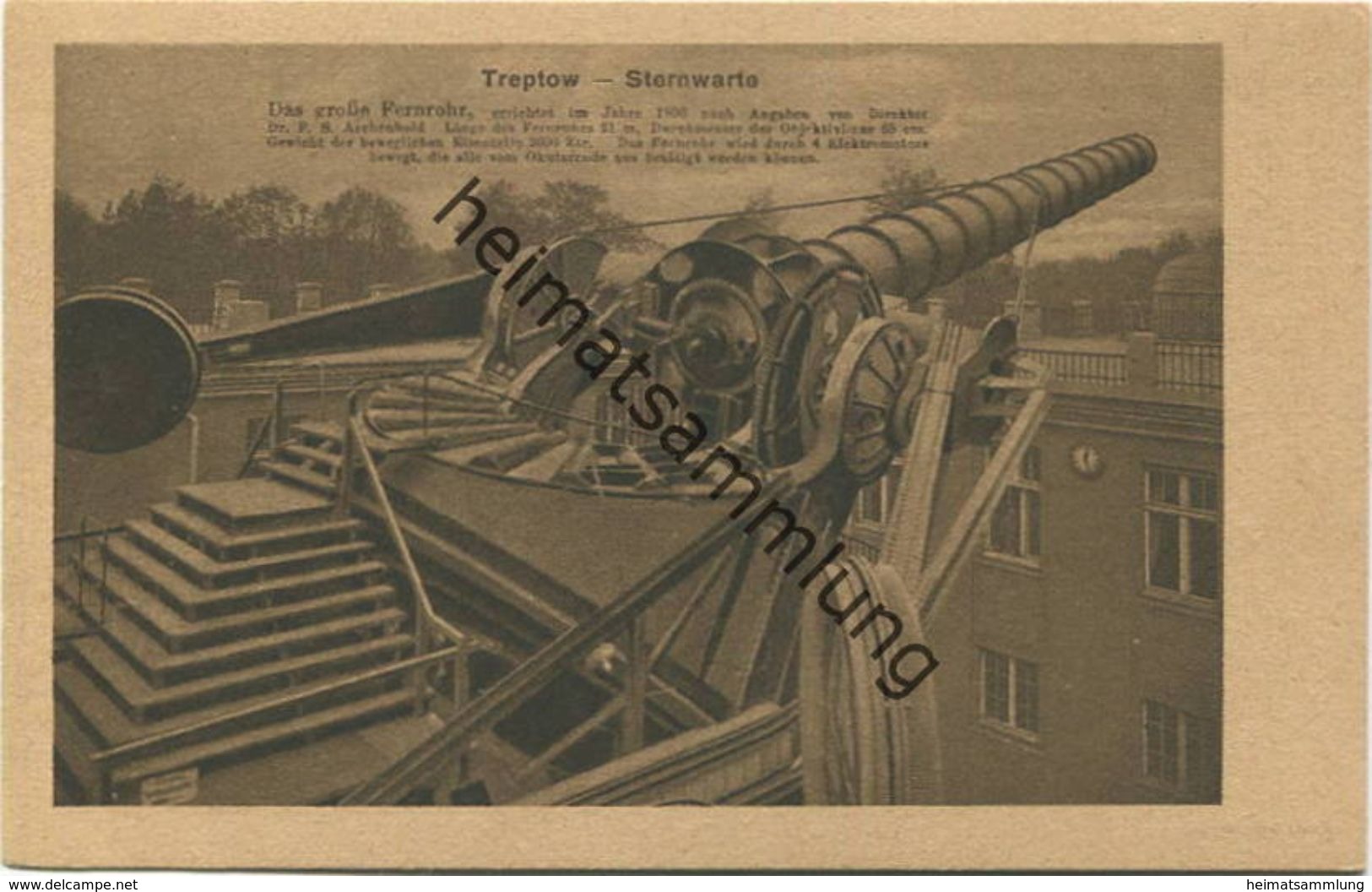 Berlin - Treptow - Sternwarte - Das grosse Fernrohr - Verlag Max O'Brien & Co. Berlin