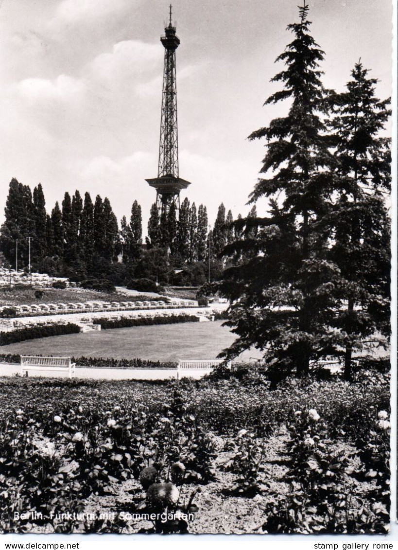 BERLINO – Funkturm con giardini estivi – cartolina fotografica B/N – anni ’60