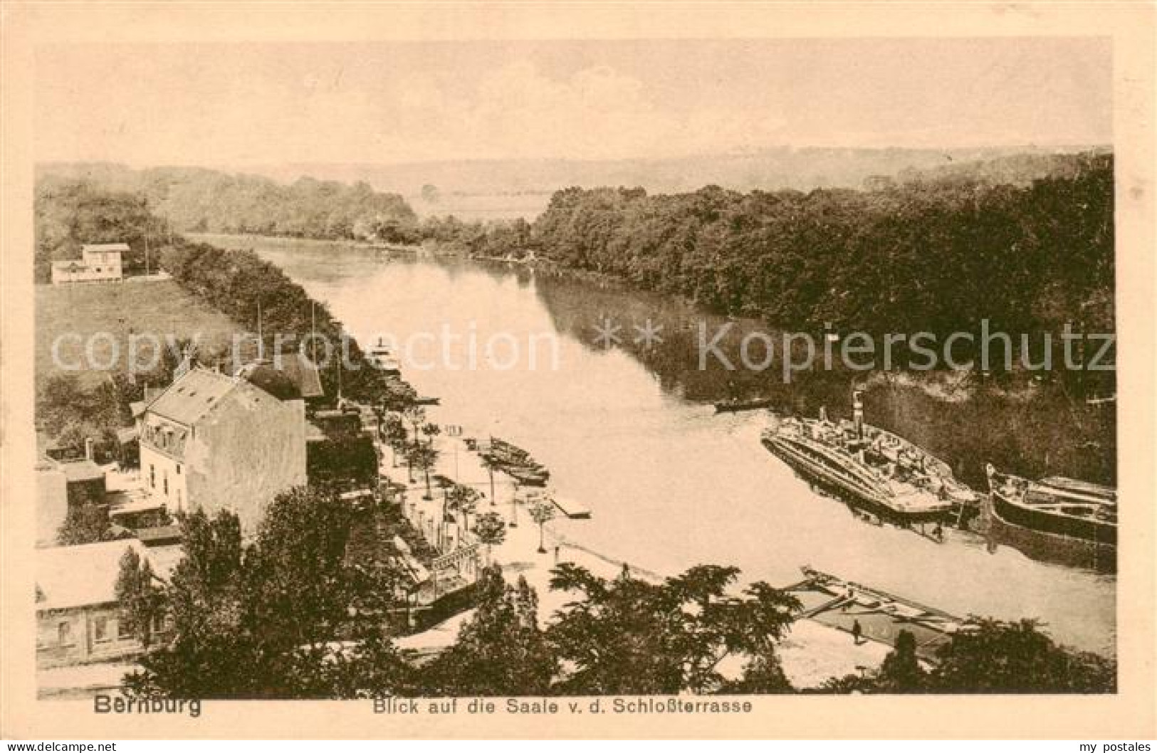 Bernburg Saale Blick auf die Saale von der Schlossterrasse