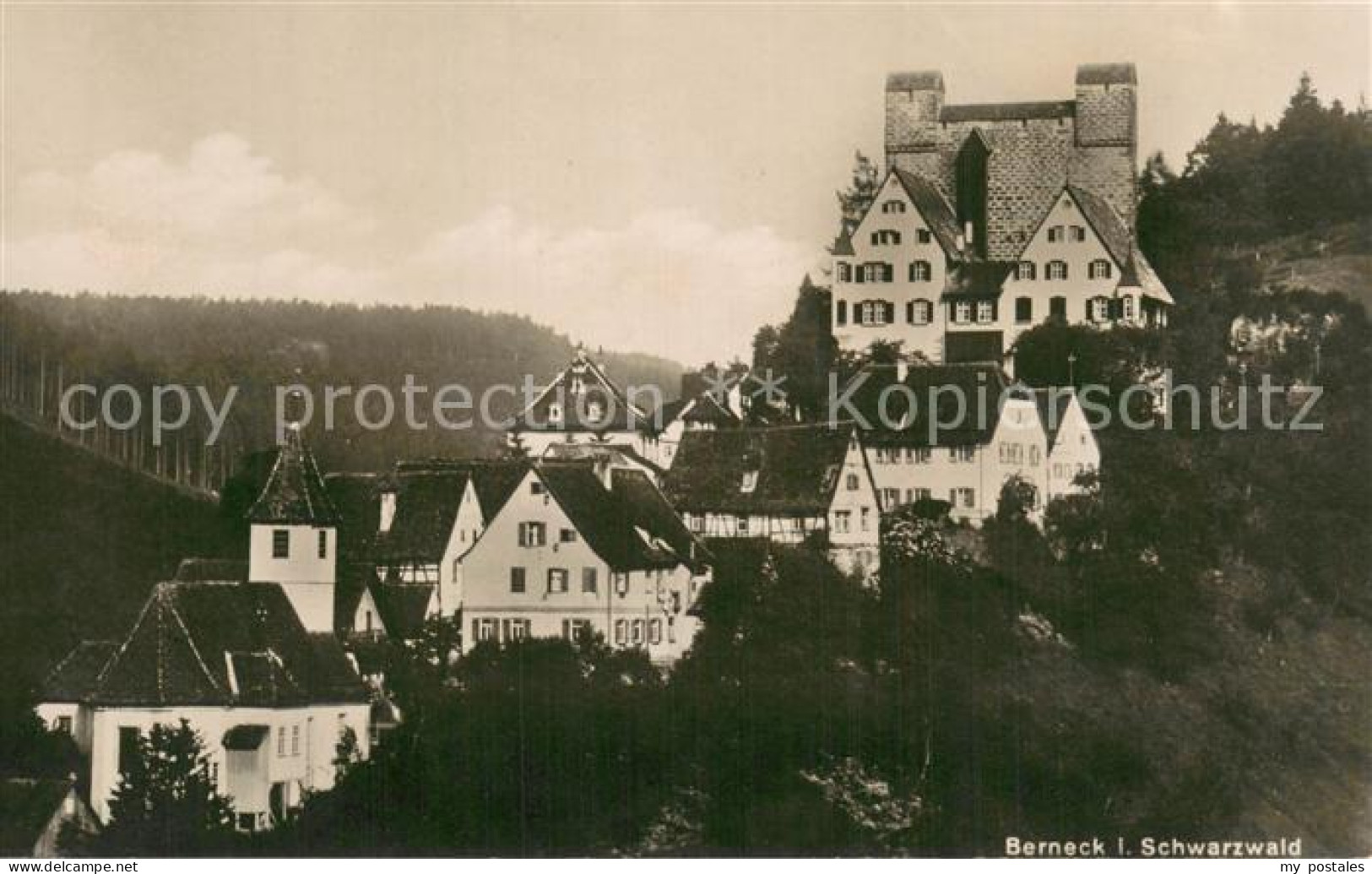 Berneck Altensteig Teilansicht mit Burg Berneck