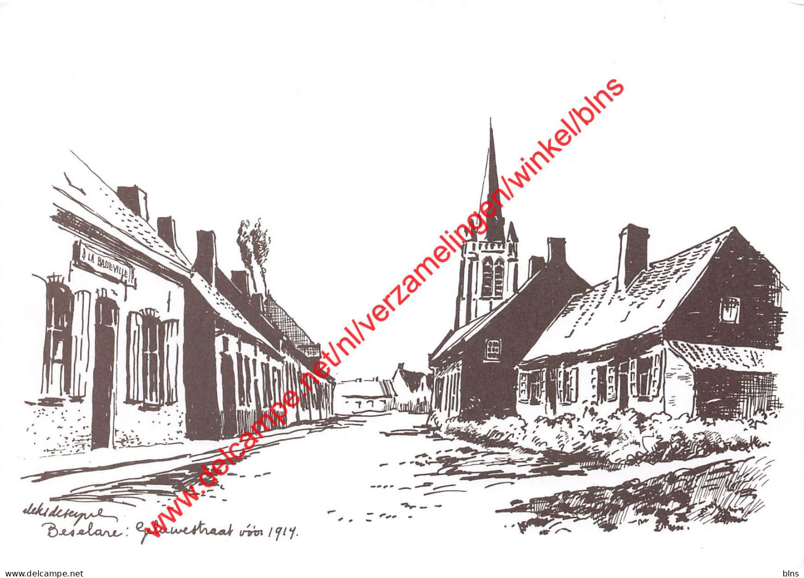 Beselare - Het begin van de Geluwestraat voor 1914 - Zonnebeke