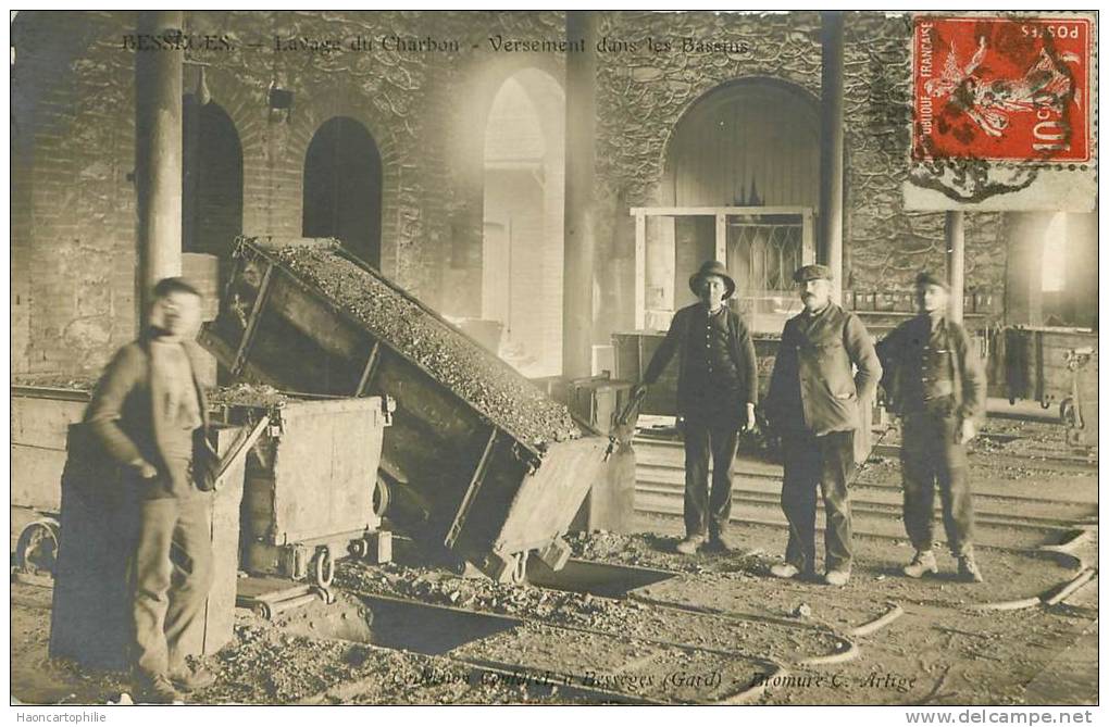 Besseges , lavage du charbon , theme Mines