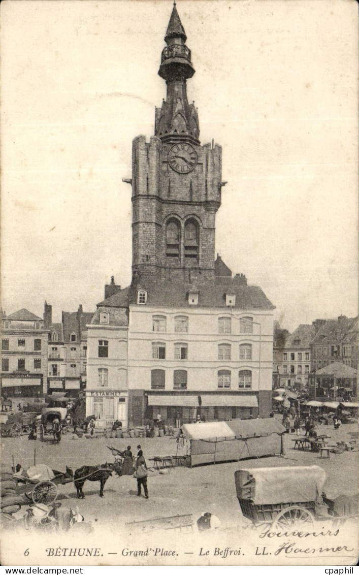 Bethune - Grande Place - Le Beffroi - CPA
