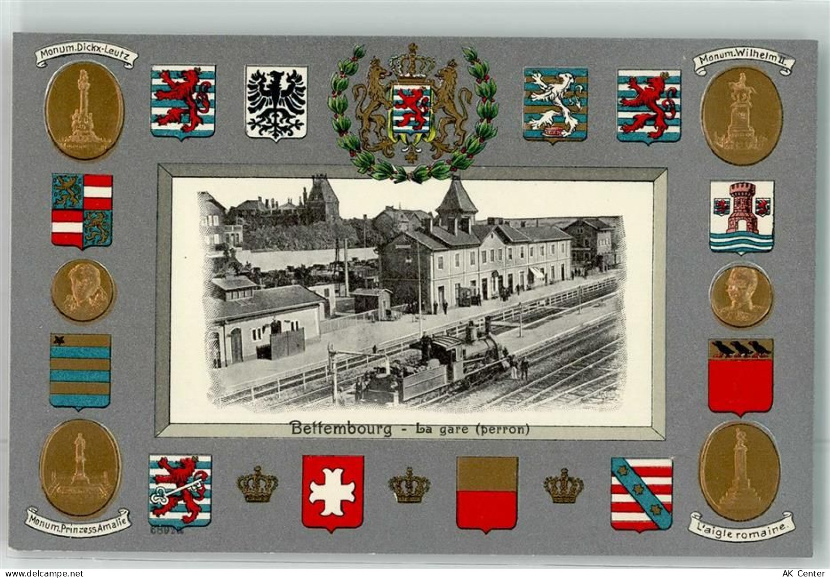 Bettemburg Bétebuerg Prägedruck Bahnhof Eisenbahn Wappen Münzen - 13623570