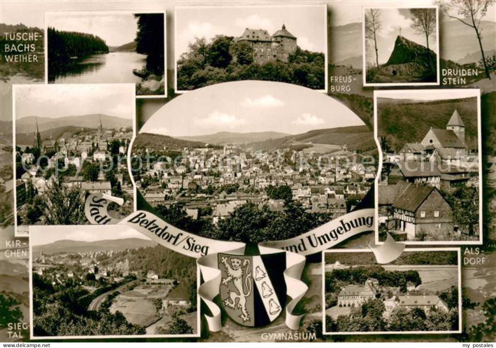 Betzdorf Sieg Stadtpanorama Tueschebachsweiher Freusburg Druidenstein Kirchen Gy