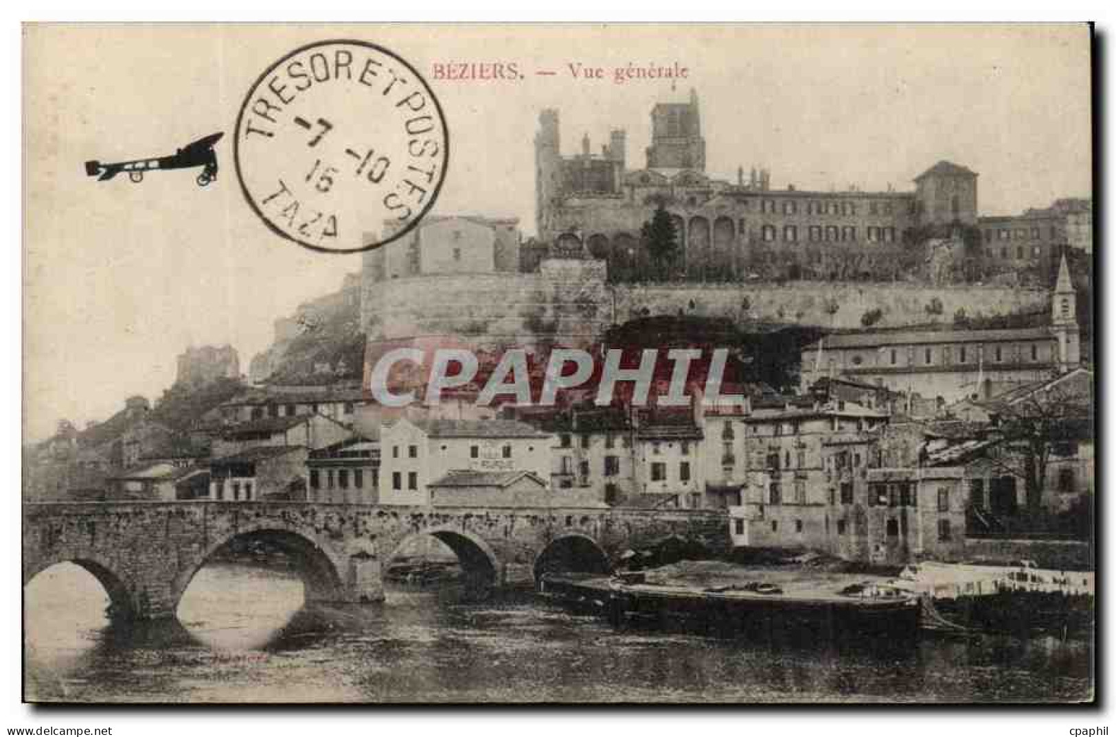 Beziers CPA Vue generale (avion)