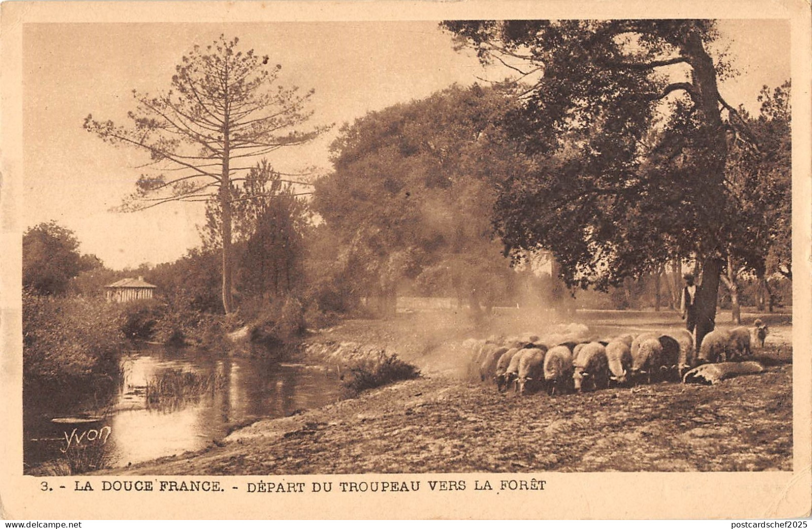 BF7435 la douce france depart du troupeau vers la foret france     France