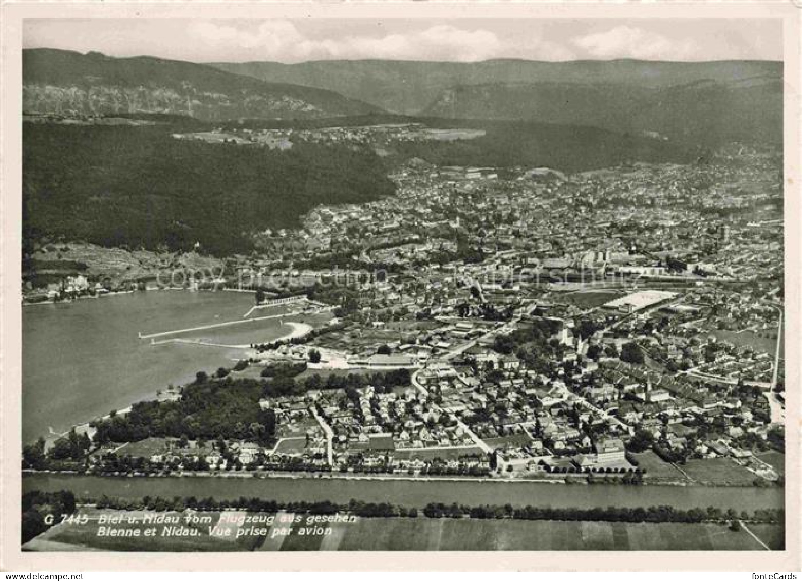 Biel Bienne BE Panorama Biel und Nidau