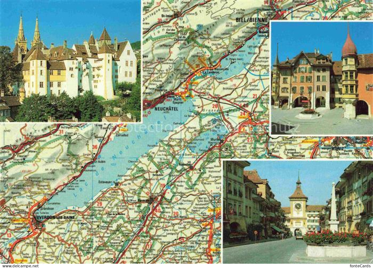 Bienne BIEL-BIENNE Les trois lacs Bienne Neuchâtel Morat Landkarte Motive Stadtz