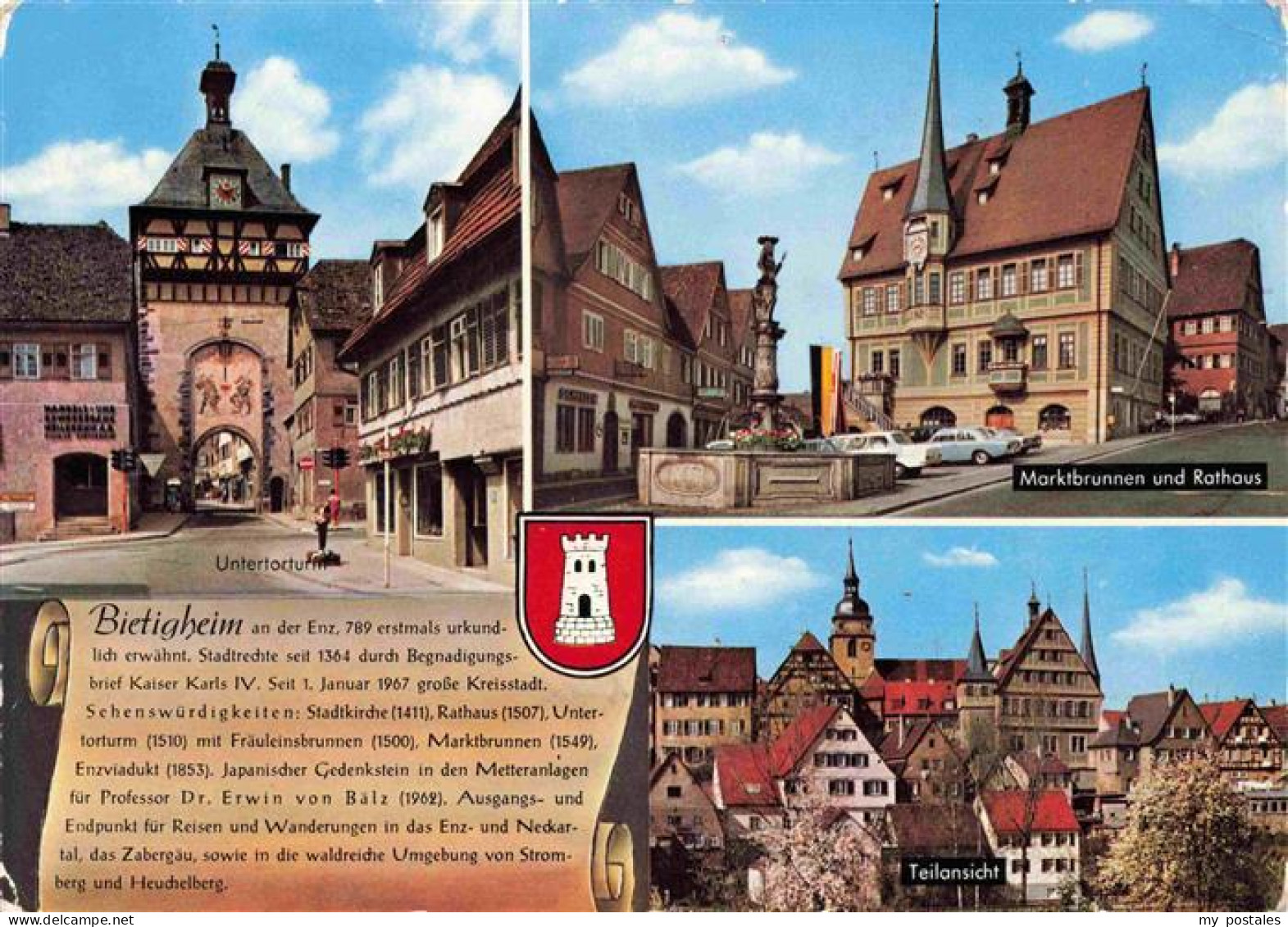 Bietigheim-Bissingen Enz BW Untertorturm Marktbrunnen Rathaus Teilansicht