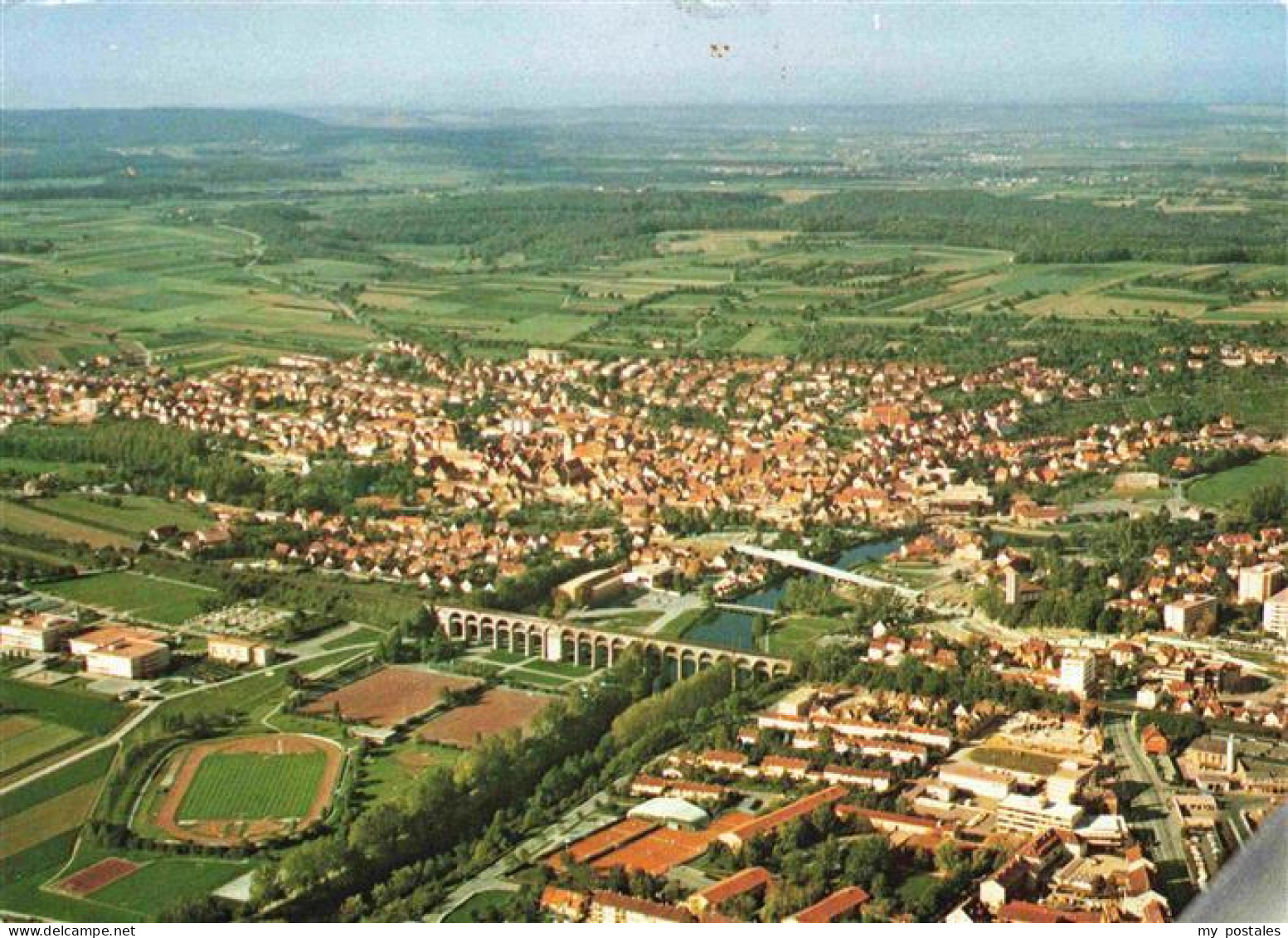 Bietigheim-Bissingen Fliegeraufnahme mit Sportstadion und Viadukt