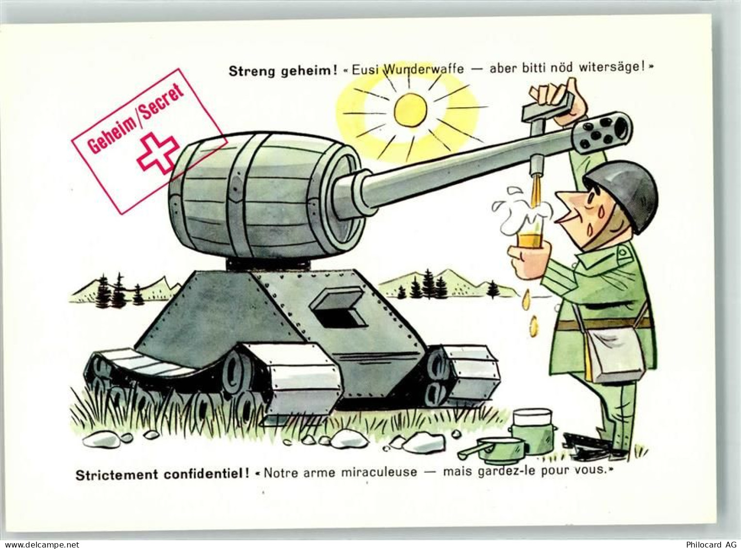 Birmensdorf ZH Soldaten Humor Karikatur Bierkanone Kaserne Militär Schwe... - 39496421