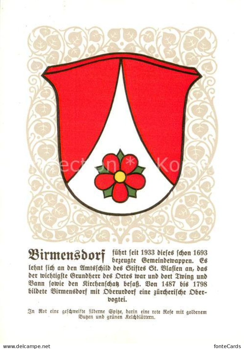 Birmensdorf Zuercher Gemeindewappen In rot eine geschweifte silberne Spitze dari