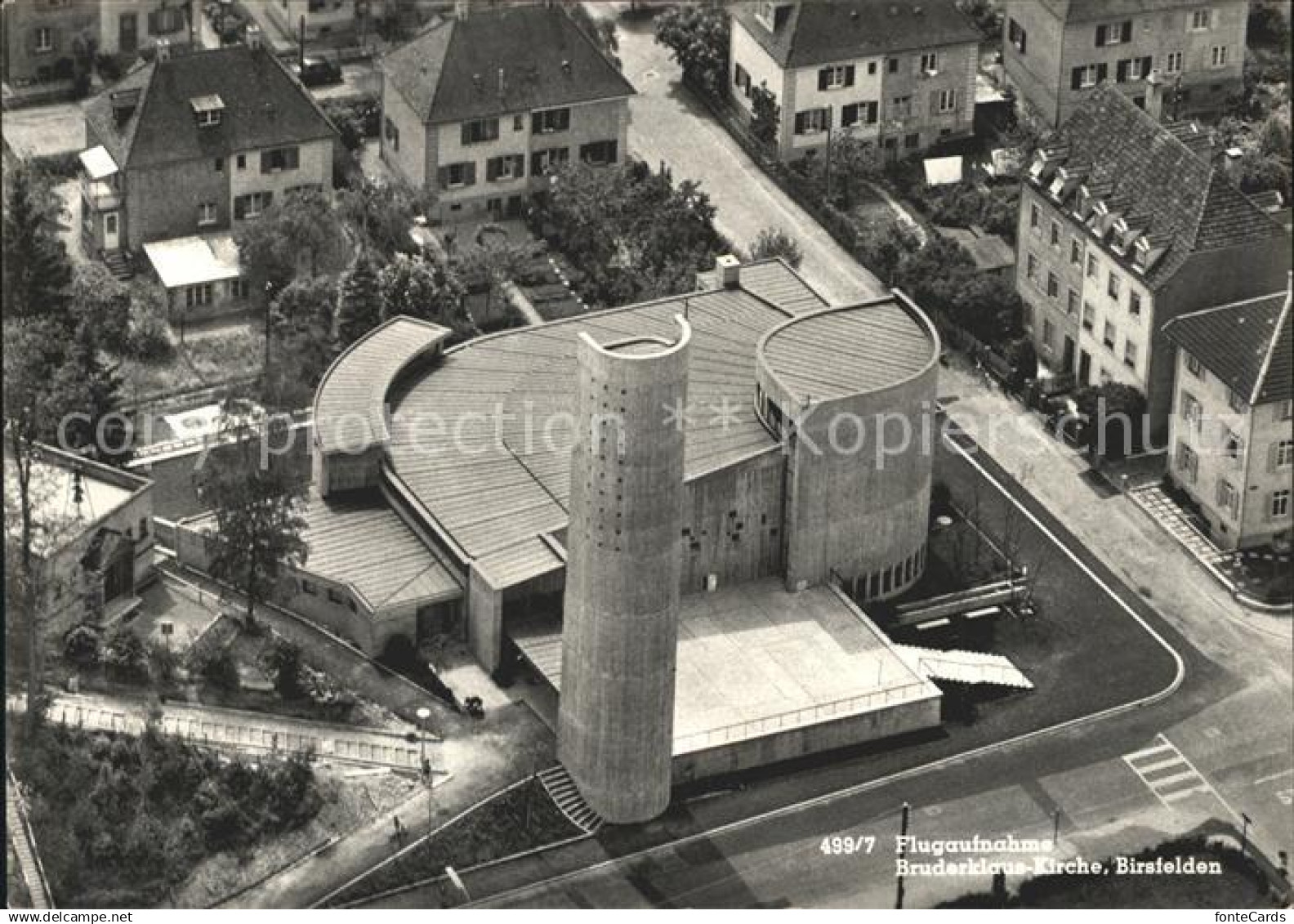 Birsfelden Fliegeraufnahme Bruderklaus-Kirche